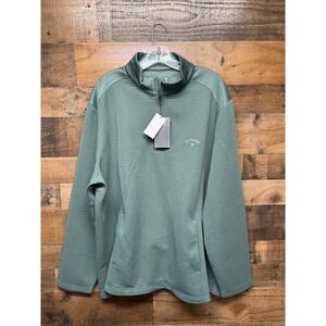 Callaway Mens Opti-Dri Quarter Zip Textured Golf Pullover XXL Green New With Tag